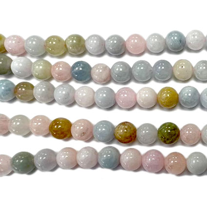 8mm Morganite Multi col Loose Bead String