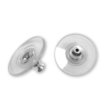 Silver Stainless Steel Bullet with Plastic Disc Earring Back - 100 pieces