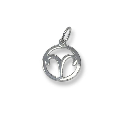 12mm Aries Zodiac Charm Sterling Silver