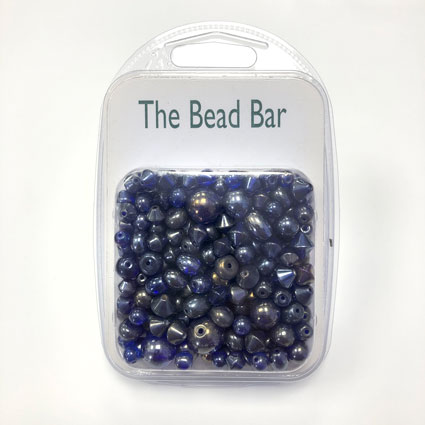 100g Glass Beads Mix Lustre Blue