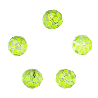 10mm Hand Painted Facet Glass Beads Flo Green