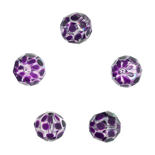 10mm Hand Painted Facet Glass Beads Purple