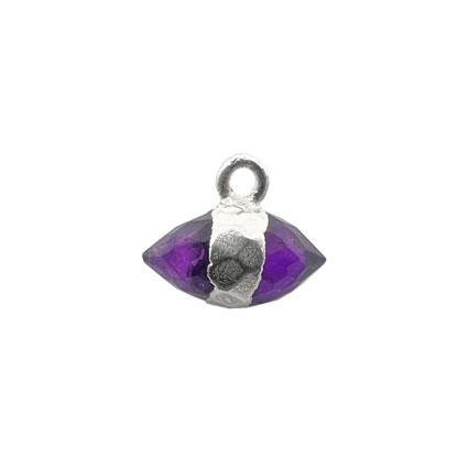 10mm Double Point Amethyst Charm Sterling Silver