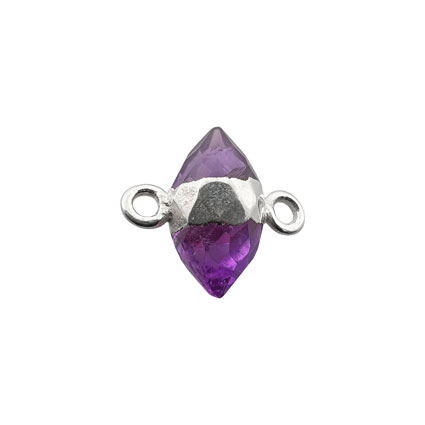 10mm Double Point Amethyst Connector Sterling Silver