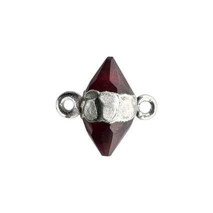 10mm Double Point Garnet Connector Sterling Silver