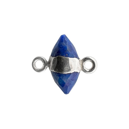 10mm Double Point Lapis Lazuli Connector Sterling Silver