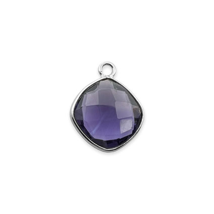 10mm Facet Cushion Charm STS Amethyst Hydro Quartz
