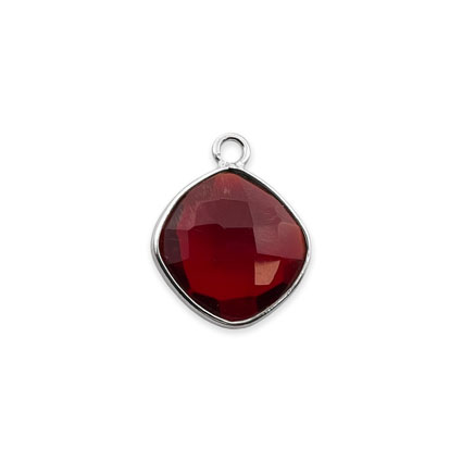 10mm Facet Cushion Charm STS Garnet Hydro Quartz