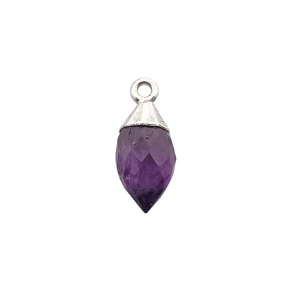 10mm Facet Drop Amethsyt Gemstone Pendant Sterling Silver