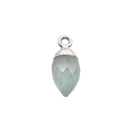 10mm Facet Drop Aquamarine Gemstone Pendant Sterling Silver