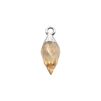 10mm Facet Drop Citrine Gemstone Pendant Sterling Silver