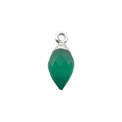 10mm Facet Drop Green Agate Gemstone Pendant Sterling Silver