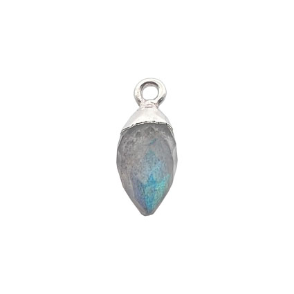 10mm Facet Drop Labradorite Gemstone Pendant Sterling Silver
