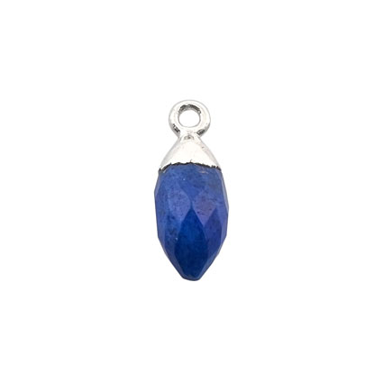 10mm Facet Drop Lapis Lazuli Gemstone Pendant Sterling Silver