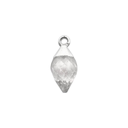 10mm Facet Drop Rock Crystal Gemstone Pendant Sterling Silver