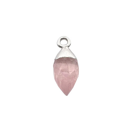 10mm Facet Drop Rose Quartz Gemstone Pendant Sterling Silver