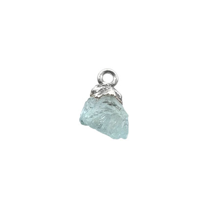 10mm Mini Raw Aquamarine Gemstone Charm 925 Silver