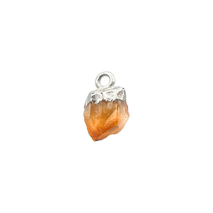 10mm Mini Raw Citrine Gemstone Charm 925 Silver