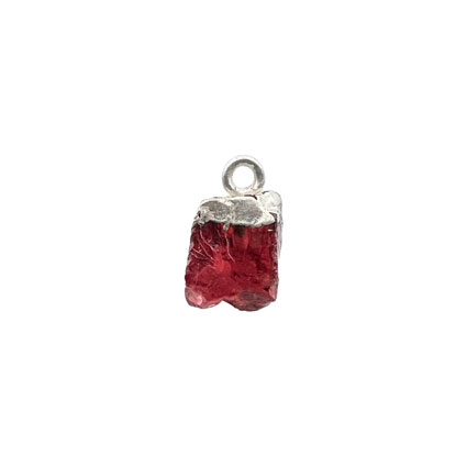 10mm Mini Raw Garnet Gemstone Charm 925 Silver