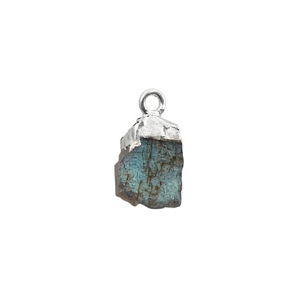 10mm Mini Raw Labradorite Gemstone Charm 925 Silver