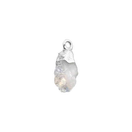 10mm Mini Raw Rainbow Moonstone Gemstone Charm 925 Silver