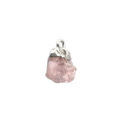 10mm Mini Raw Rose Quartz Gemstone Charm 925 Silver