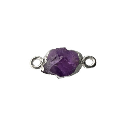 10mm Mini Raw Amethyst Connector 925 Silver