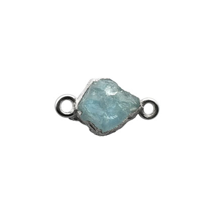 10mm Mini Raw Aquamarine Connector 925 Silver