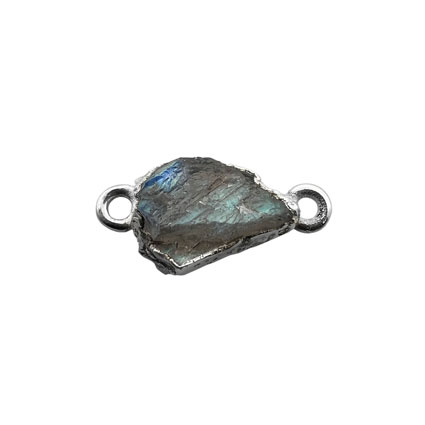 10mm Mini Raw Labradorite Connector 925 Silver