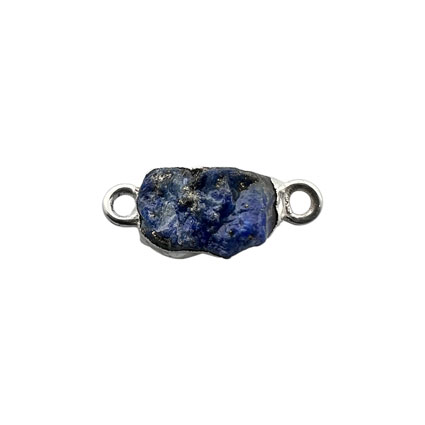 10mm Mini Raw Lapis Lazuli Connector 925 Silver