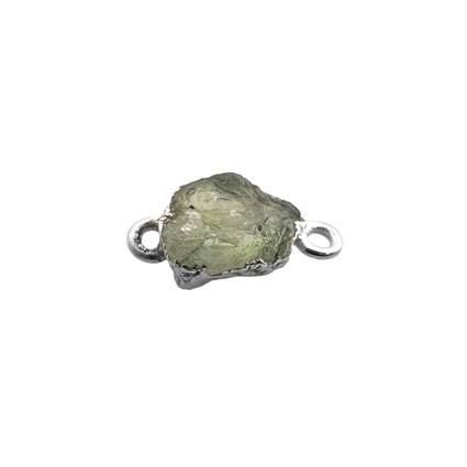 10mm Mini Raw Prehnite Connector 925 Silver