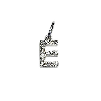 10mm Alphabet Charms w/CZ St.Silver Letter E
