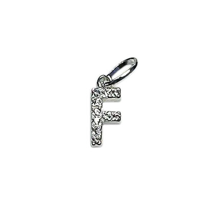 10mm Alphabet Charms w/CZ St.Silver Letter F