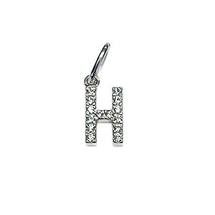 10mm Alphabet Charms w/CZ St.Silver Letter H