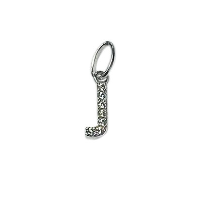 10mm Alphabet Charms w/CZ St.Silver Letter J