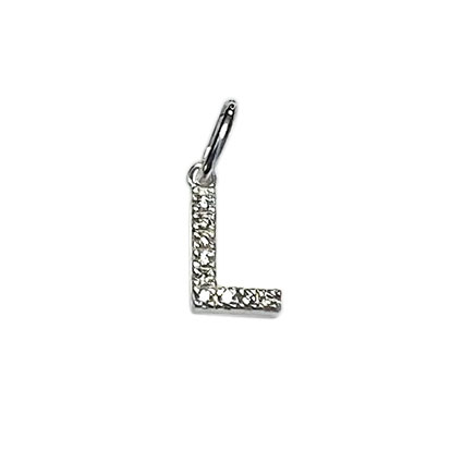 10mm Alphabet Charms w/CZ St.Silver Letter L