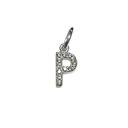 10mm Alphabet Charms w/CZ St.Silver Letter P