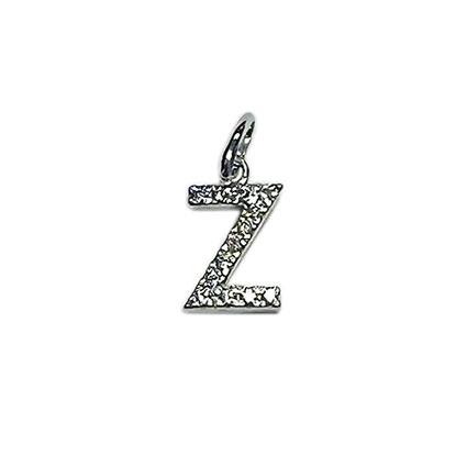 10mm Alphabet Charms w/CZ St.Silver Letter Z