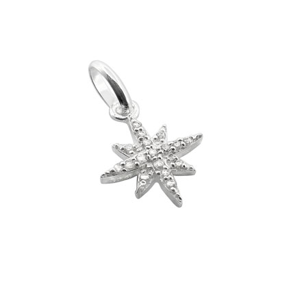 10mm CZ North Star Charm Sterling Silver