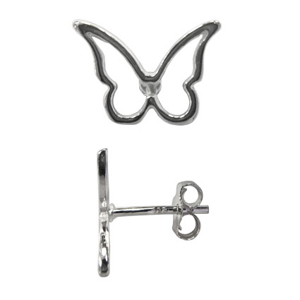10mm Open Butterfly Ear studs w/scrolls Sterling Silver