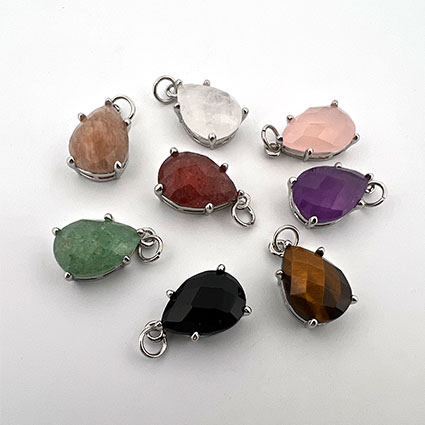 10x16mm Gemstone Facet Drop Pendant Mix RP