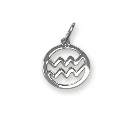 12mm Aquarius Zodiac Charm Sterling Silver