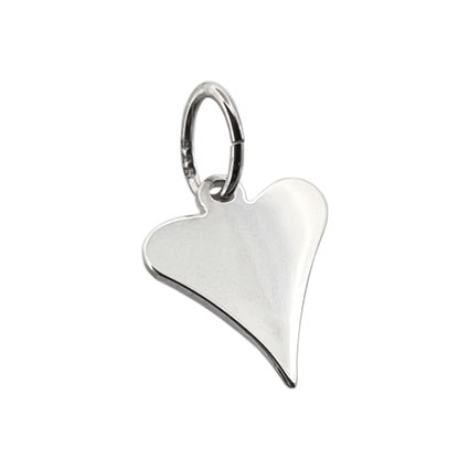 11mm Flat Heart Charm Sterling Silver