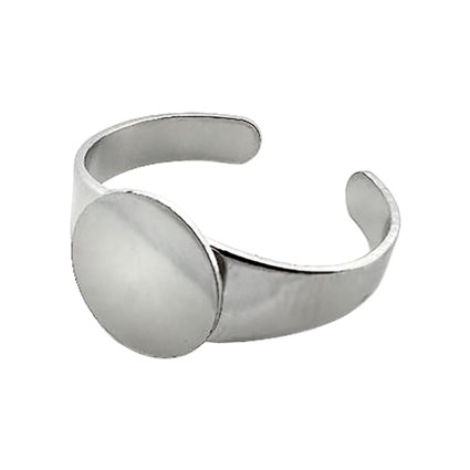 11mm Flat Pad Ring White Tin Plated