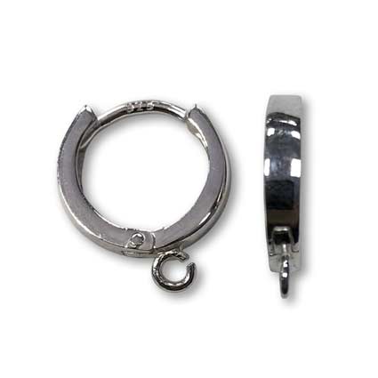12.5x2.4mm Plain Huggie Earring w/loop Sterling Silver