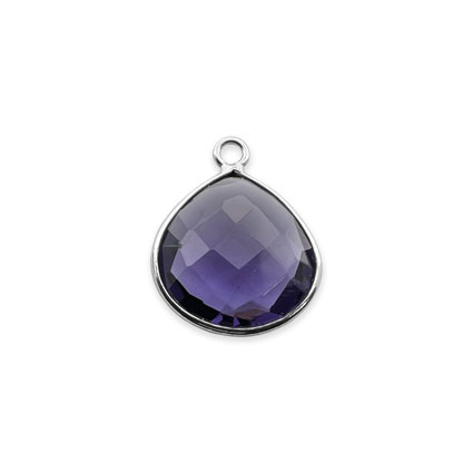 12mm Facet Drop Charm STS Amethyst Hydro Quartz