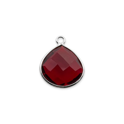 12mm Facet Drop Charm STS Garnet Hydro Quartz