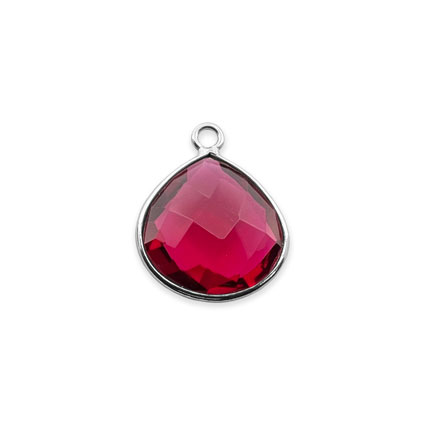 12mm Facet Drop Charm STS Ruby Hydro Quartz