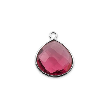 12mm Facet Drop Charm STS Pink Tourmaline Hydro Quartz