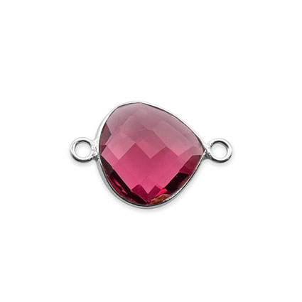 12mm Facet Drop Link STS Pink Tourmaline Hydro Quartz